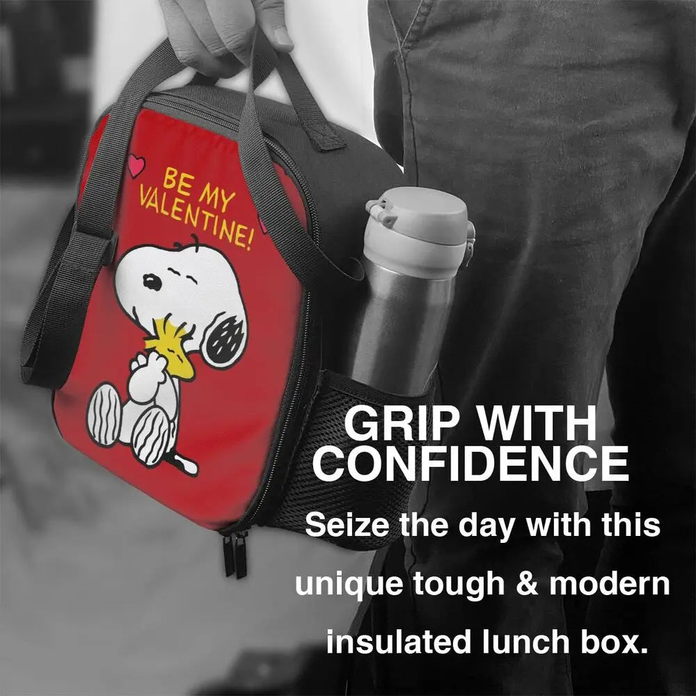 Custom Cartoon Snoopy Astronaut Lunch Bag Women Warm Cooler Insulated Lunch Box for Student School