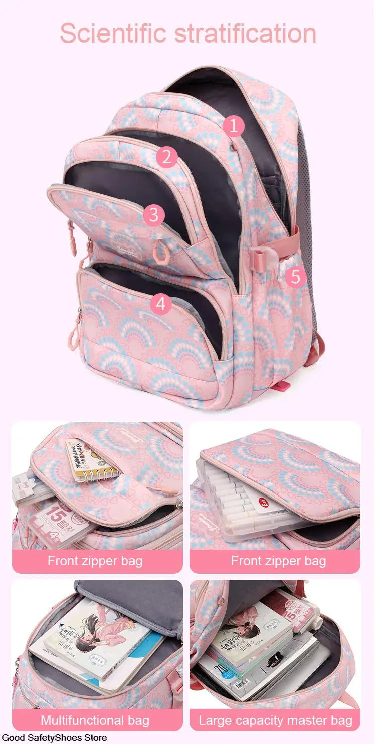 Rolling School Bags for Girls Backpack Children Waterproof School Backpacks with Wheels Middle School Trolley Luggage Back Pack