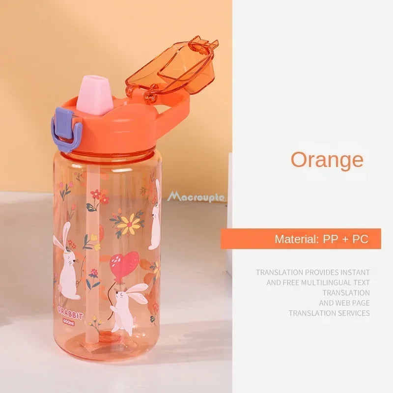 600Ml Kids Sippy Cup Water Bottles Creative Cartoon Feeding With Straws And Lids Spill Proof Portable Toddlers Beverage cups