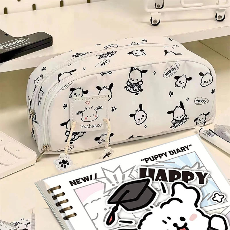 Large Capacity Multifunctional Cartoon Pencil Case Cute Pochacco Kt Cat Printed Pattern Pencil Box School Supplies Gifts