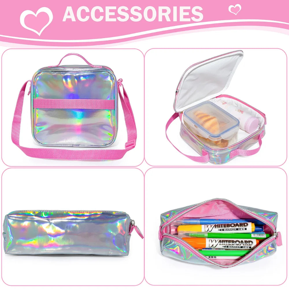 Bikab School Bags 3 In 1 Kids Bag Children School Bags for Girl 16" Bag for Girls Set Bag Water Proof  Kids Bags for Girls