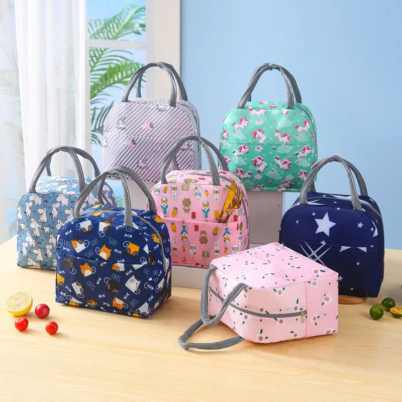 New Color Lunch Box Bag Thermal Insulation Bag Portable Lunch Bag Students With Meals Office Workers Thickened Aluminum Foil Bag