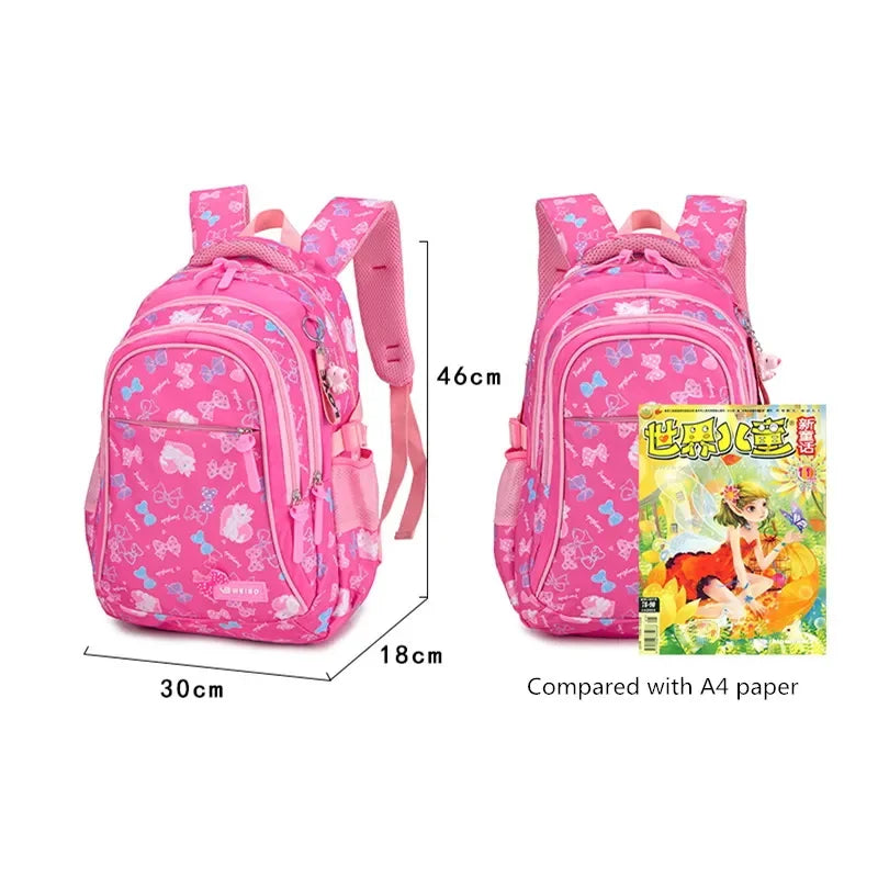 3pcs/set Bow Print school bags for teen Girls Primary Waterproof School bags Kids Student Princess Backpack Mochila Infantil