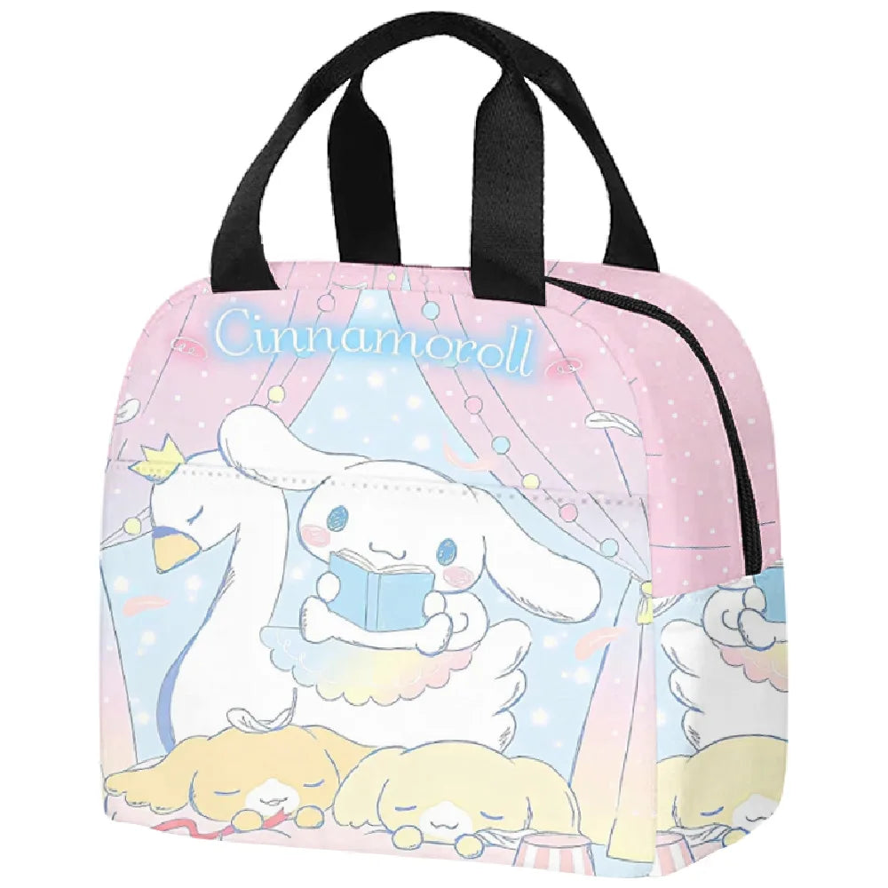 Cinnamorolls Series Student Portable Insulation Effect Lunch Box Bag Cute Cartoon Printing Lunch Bags Oxford Fabric Material Bag