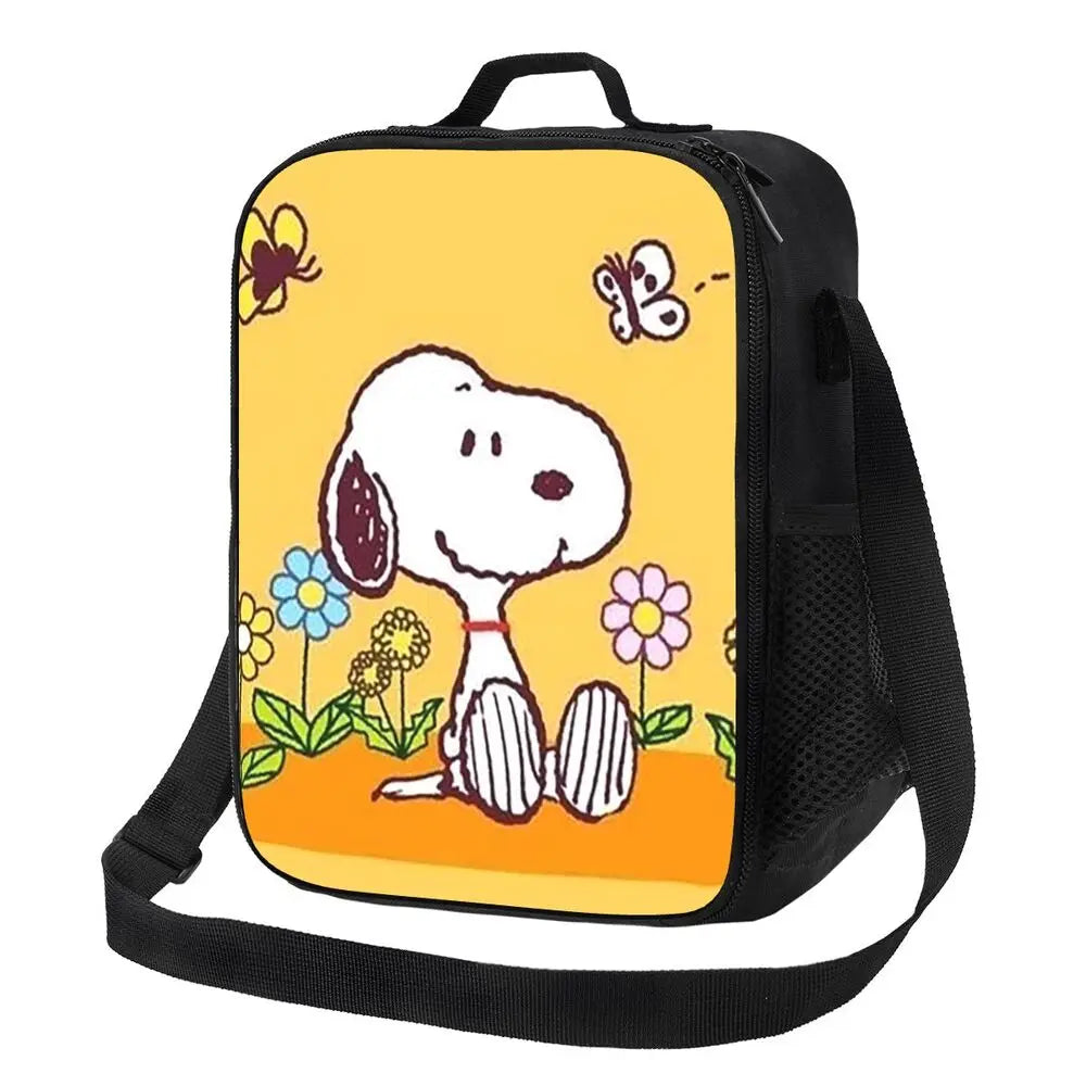 Custom Cartoon Snoopy Astronaut Lunch Bag Women Warm Cooler Insulated Lunch Box for Student School