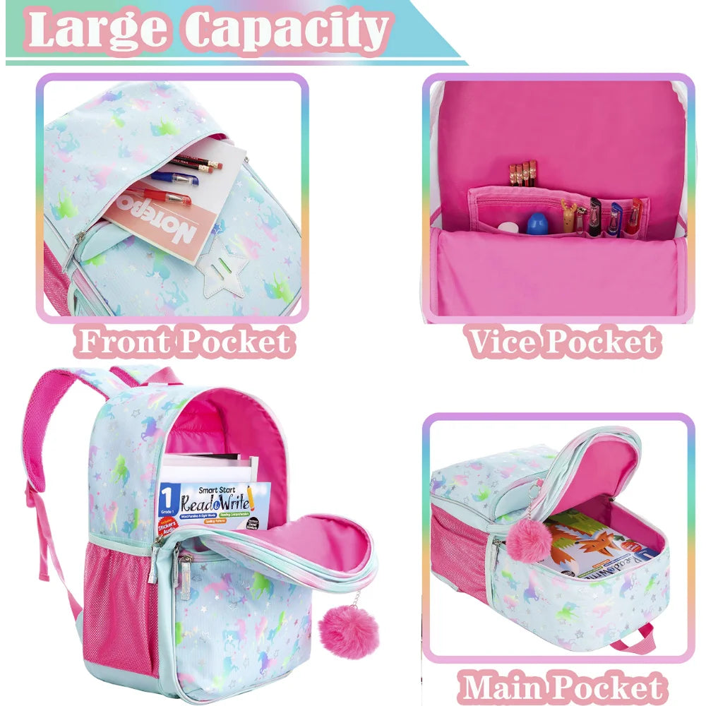 Bikab School Bags 3 In 1 Kids Bag Children School Bags for Girl 16" Bag for Girls Set Bag Water Proof  Kids Bags for Girls