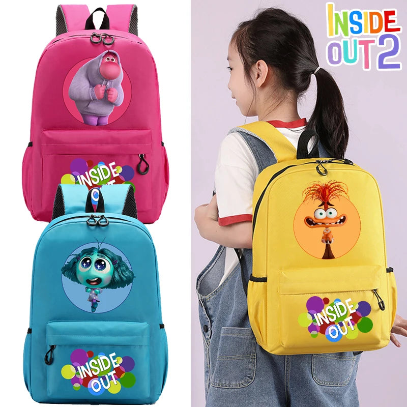 Disney Inside Out 2 Anime Printed Schoolbag Disney Kids Cartoon Cute Backpack Children Fashion Casual Book Bags Knapsack Gifts