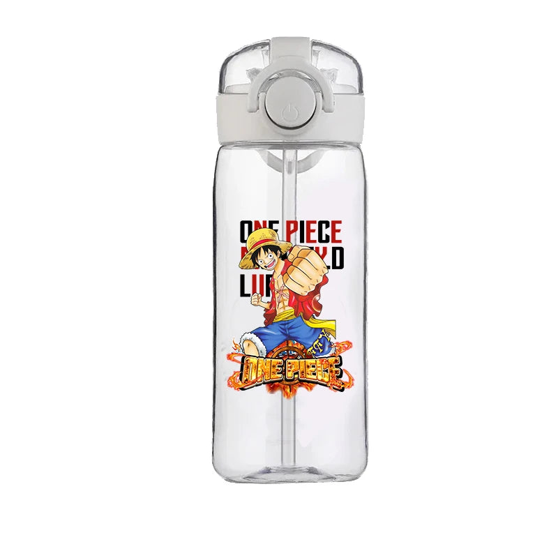 400ml One Piece Luffy ACE Cartoon Anime Portable Plastic Drinking Straw Male Student Sports Kettle Portable Child Cup New Gift