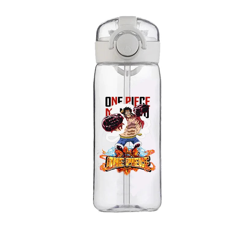 400ml One Piece Luffy ACE Cartoon Anime Portable Plastic Drinking Straw Male Student Sports Kettle Portable Child Cup New Gift