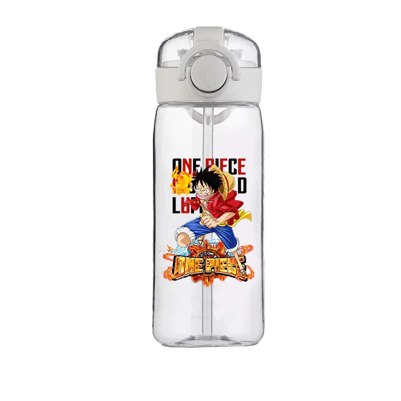 400ml One Piece Luffy ACE Cartoon Anime Portable Plastic Drinking Straw Male Student Sports Kettle Portable Child Cup New Gift