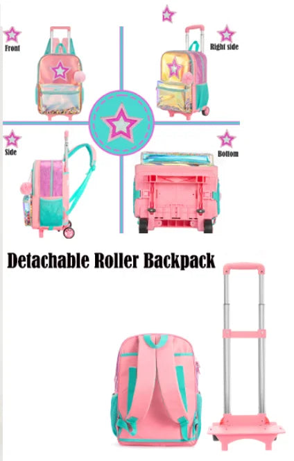 16 Inch 3 pcs set Kids School Trolley backpack Bag Wheeled Backpack School Bags with wheels School Trolley Bags wheels lunch bag