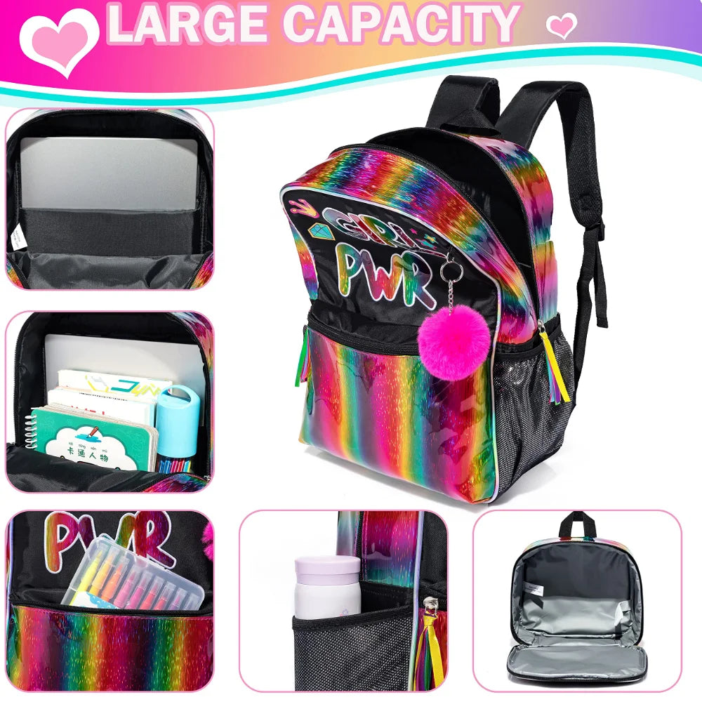 Bikab School Bags 3 In 1 Kids Bag Children School Bags for Girl 16" Bag for Girls Set Bag Water Proof  Kids Bags for Girls