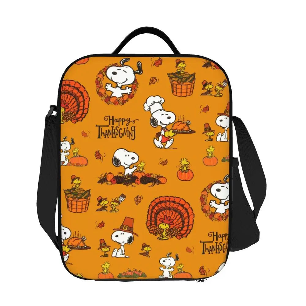 Custom Cartoon Snoopy Astronaut Lunch Bag Women Warm Cooler Insulated Lunch Box for Student School