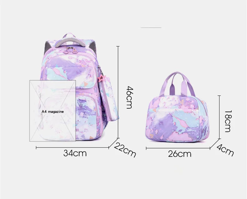 2024 NEW 3 Pcs Set Children Backpacks Cute Student School Bag for Girls Waterproof School bags With Lunch bag Pencil Case + GIFT