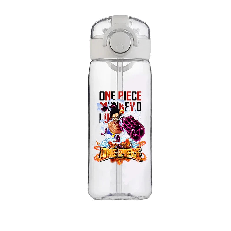 400ml One Piece Luffy ACE Cartoon Anime Portable Plastic Drinking Straw Male Student Sports Kettle Portable Child Cup New Gift