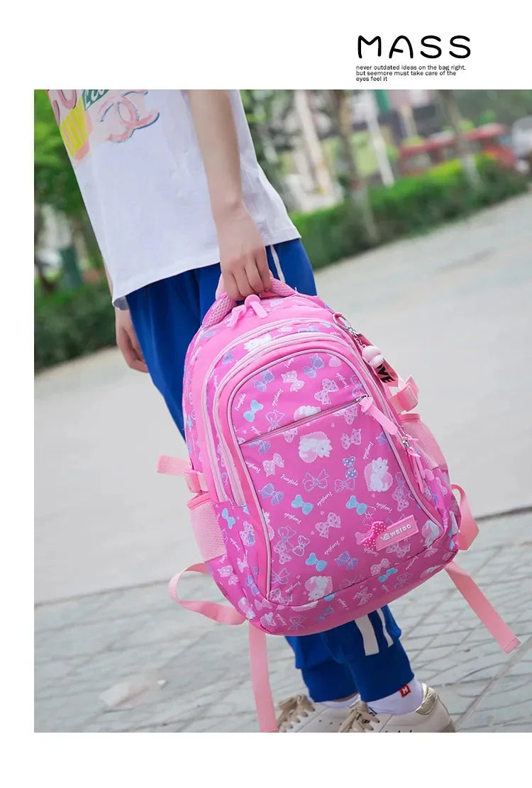 3pcs/set Bow Print school bags for teen Girls Primary Waterproof School bags Kids Student Princess Backpack Mochila Infantil