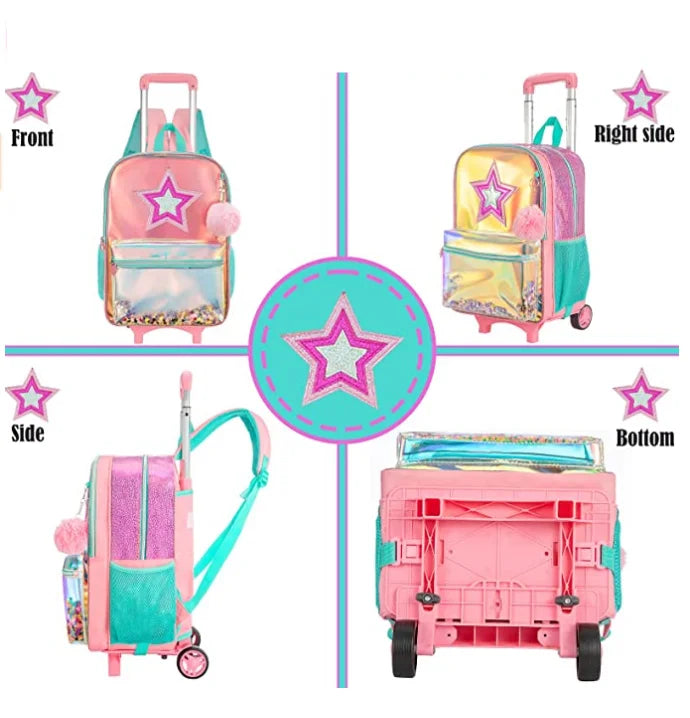 16 Inch 3 pcs set Kids School Trolley backpack Bag Wheeled Backpack School Bags with wheels School Trolley Bags wheels lunch bag