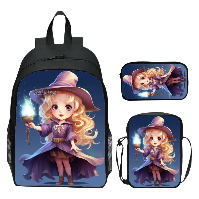 3PCS School Bag Set Cute Cartoon Princess Printing School Backpack For Teenagers Boys Girls Student Travel Book Bag Schoolbags