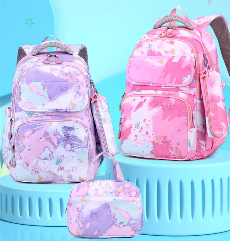 3Pcs/Set Camouflage Printing Kids Backpack For Girl Kids School Bag Children Waterproof Schoolbag Get Free Cartoon Pendant GIFT