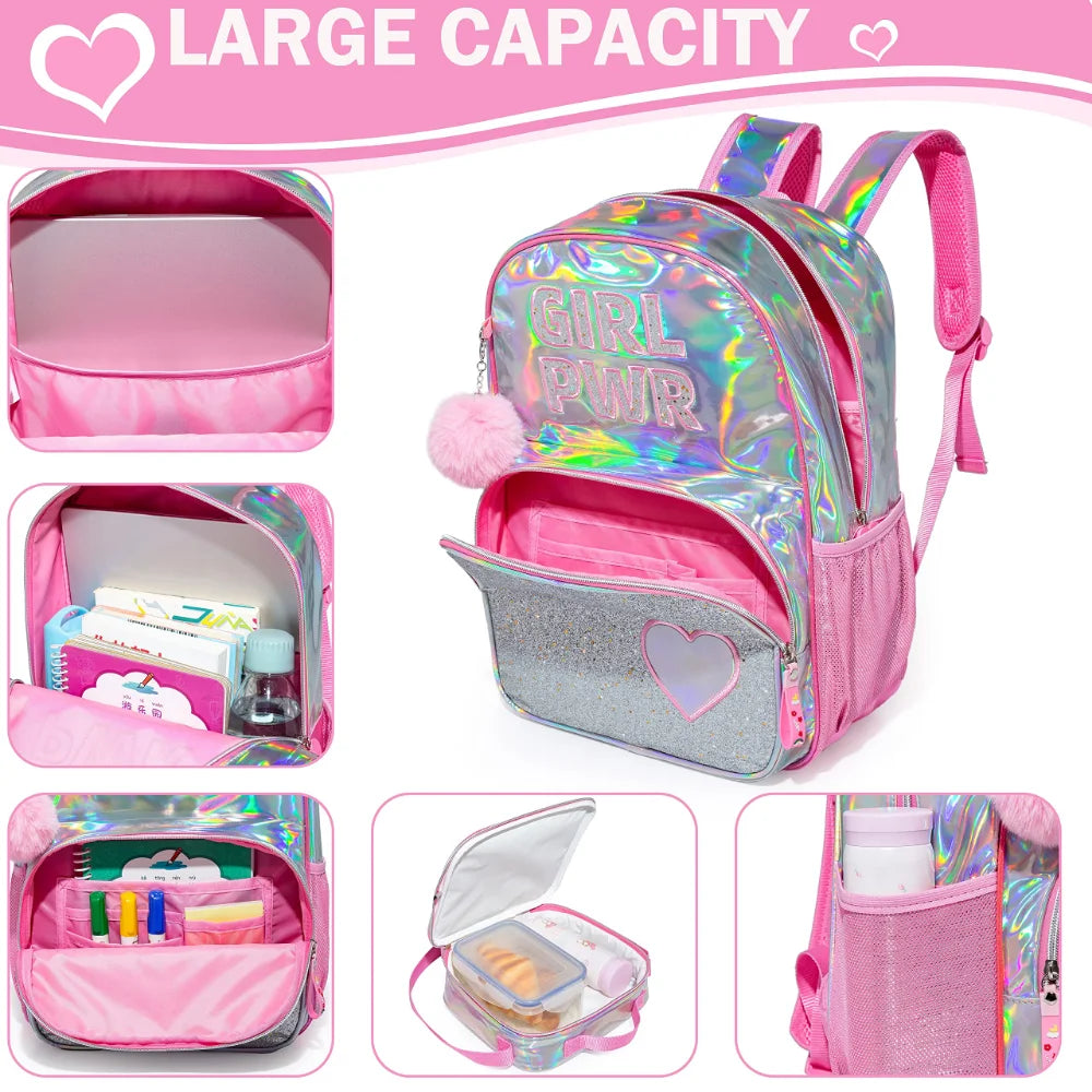 Bikab School Bags 3 In 1 Kids Bag Children School Bags for Girl 16" Bag for Girls Set Bag Water Proof  Kids Bags for Girls