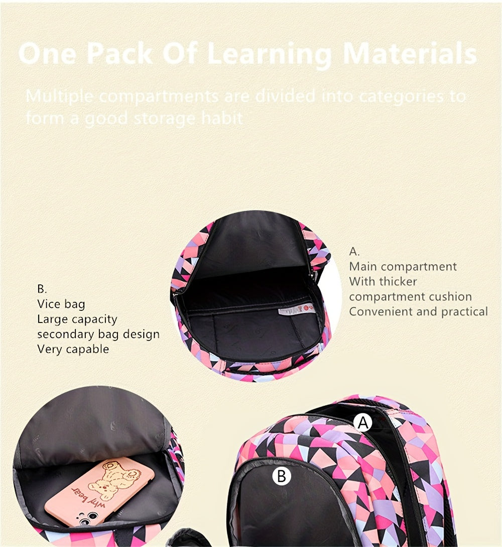 3pcs Students Waterproof Schoolbag Set Girls Backpack Princess School Bag