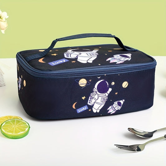 Cartoon Print Insulated Lunch Handbag, Lightweight Zipper Bento Bag, Suitable For Picnic & Work & School !