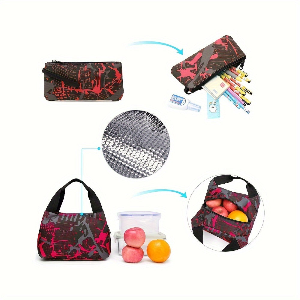 3pcs/set Glow In The Dark Backpack For Middle School Students, Boys Girls Student Backpack With Lunch Box And Pencil Case