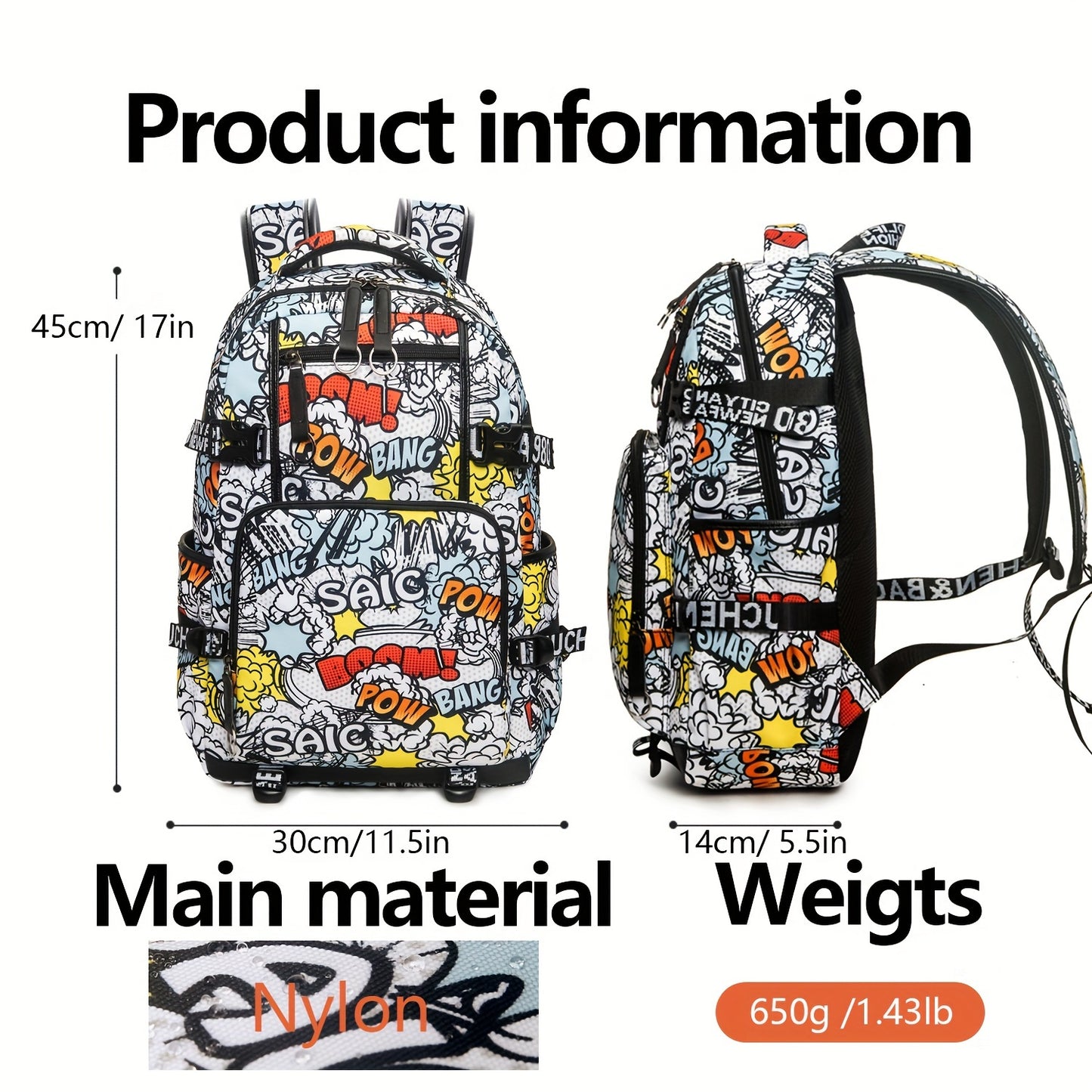 Graffiti Schoolbag, Lightweight Casual Schoolbag, Traveling Schoolbag, Teenagers Middle School Students Boys Girls Bag