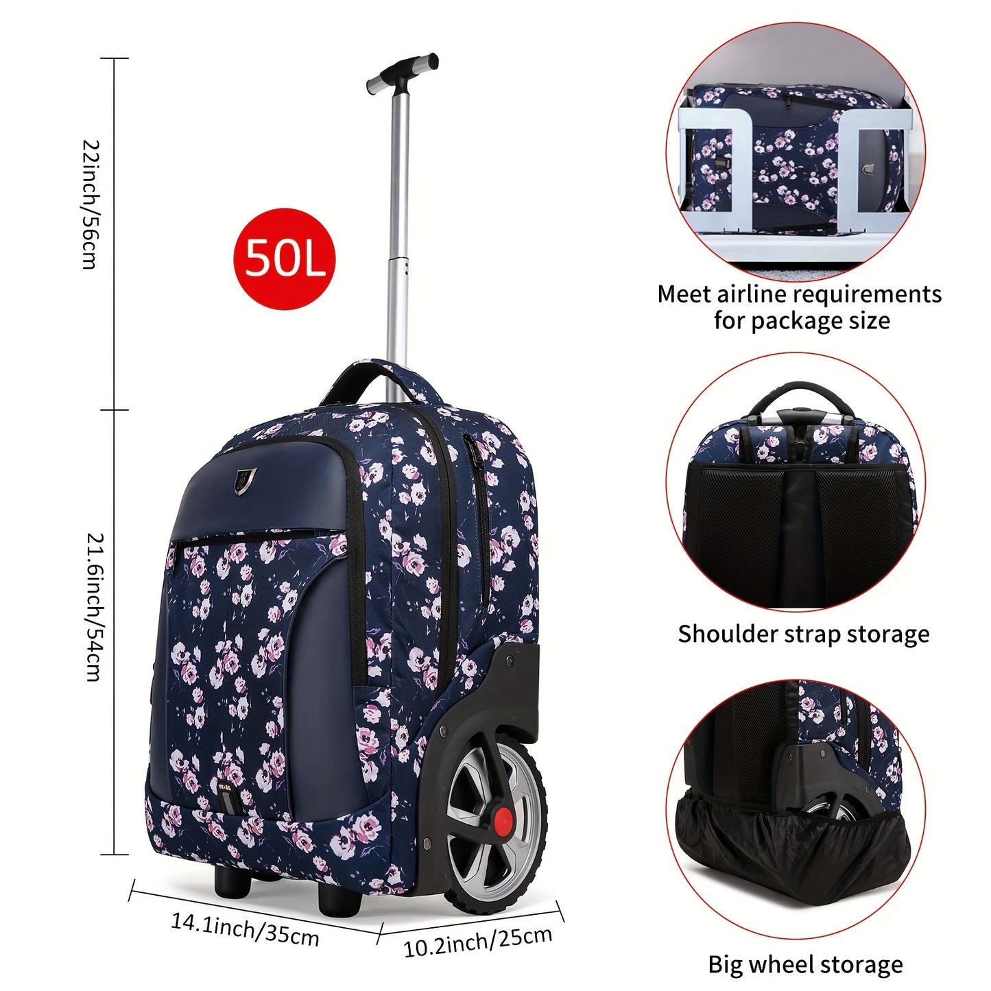 1pc New Luggage, Business Trolley Backpack, Trolley Case With Large Wheels For Climbing Floors, Trolley Bag, Lightweight Backpack