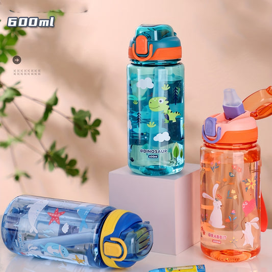 1pc 600ml Cute Cartoon Sports Water Bottle - Leakproof And BPA-Free- Perfect For Outdoor Activities And Fitness