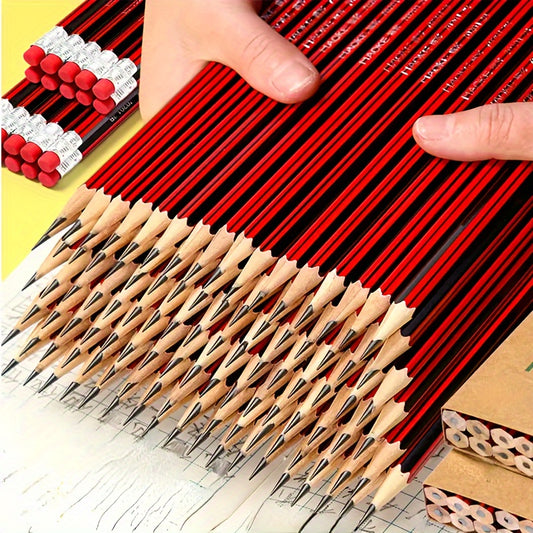 Kalour 50pcs Hb Pencils With Top Erasers - Premium Drawing & Writing Sketch Pencils, Ideal For Students & Office Supplies