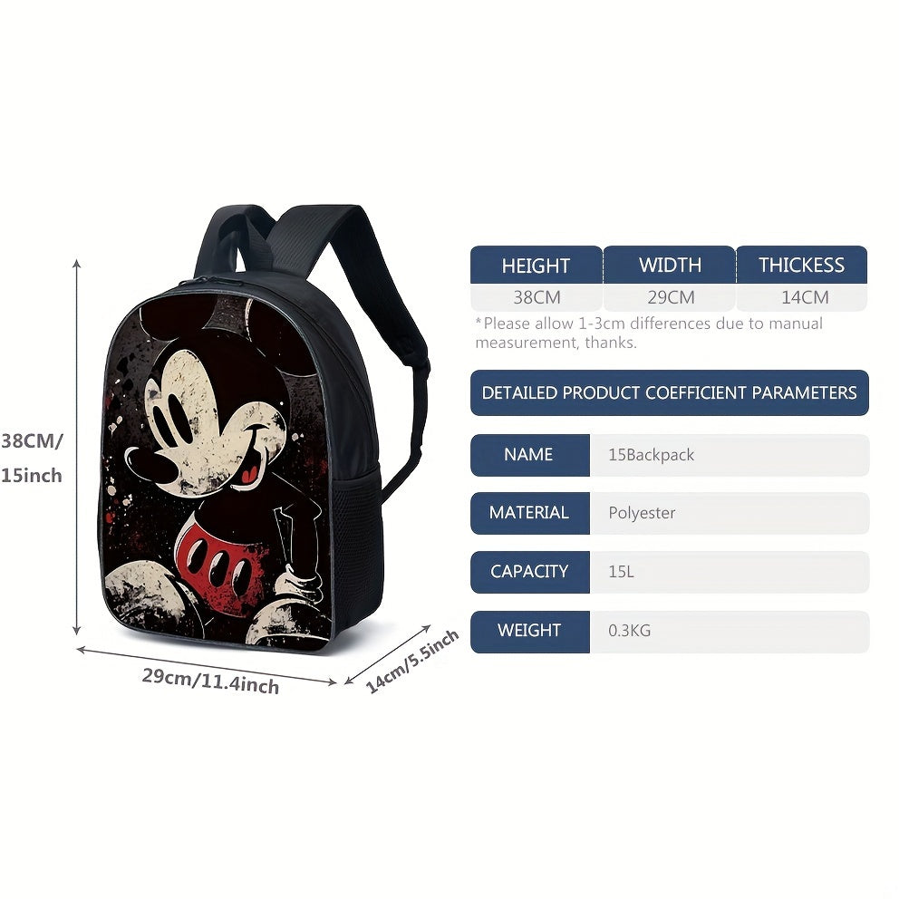 Disney 3pcs Set: Mickey, Minnie & Donald Duck Backpack With Lunch Bag And Pencil Case - Durable Nylon, Zip Closure, Polyester Lined - Perfect For School & Everyday Fashion